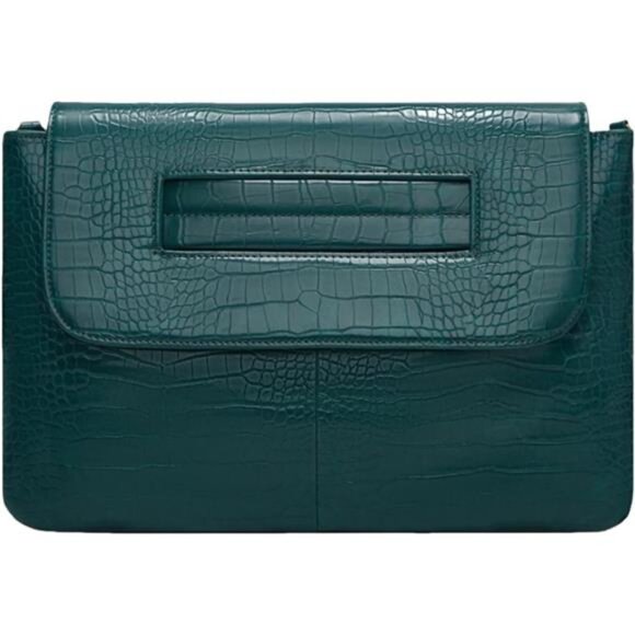 Handbags - Women Classic Crocodile Pattern Faux Leather Clutch Green